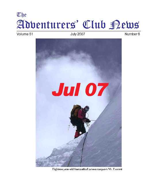 July 2007 Adventurers Club News Cover
